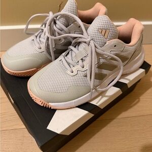 Adidas Light Grey & Pink Game Court 2 Tennis shoes women's size 5.5